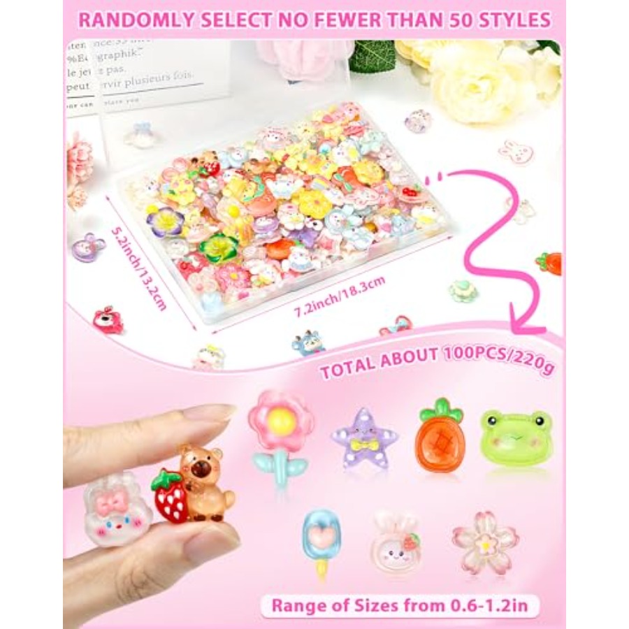100PCS Cute Slime Charms Bulk  - Easter Craft Embellishment Set ulasan dan harga