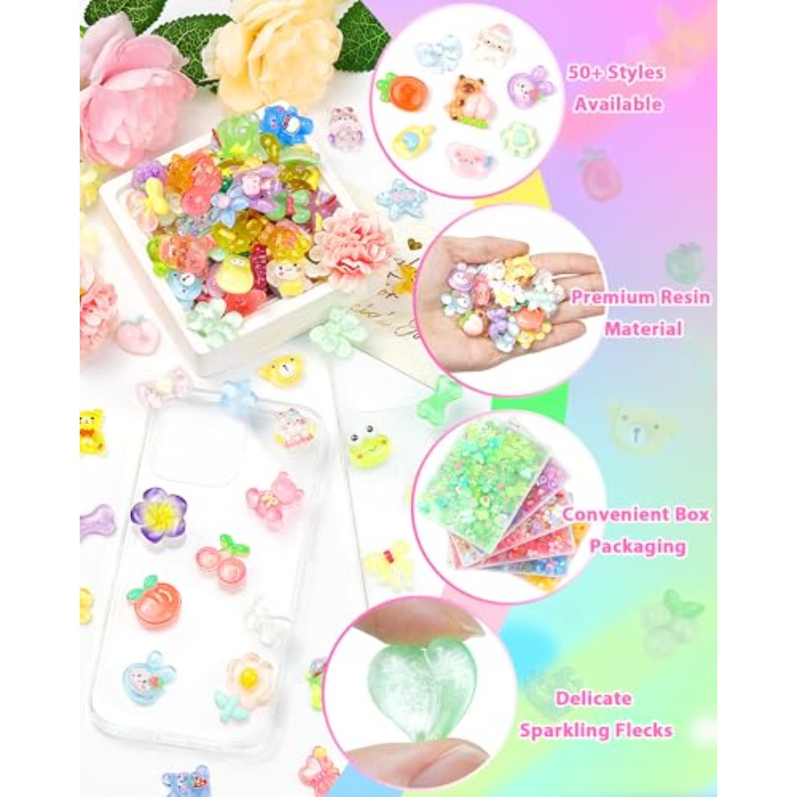 100PCS Cute Slime Charms Bulk  - Easter Craft Embellishment Set ulasan dan harga