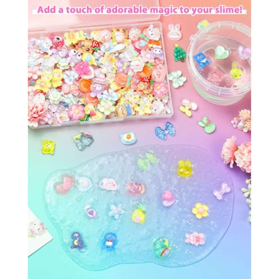 100PCS Cute Slime Charms Bulk  - Easter Craft Embellishment Set ulasan dan harga