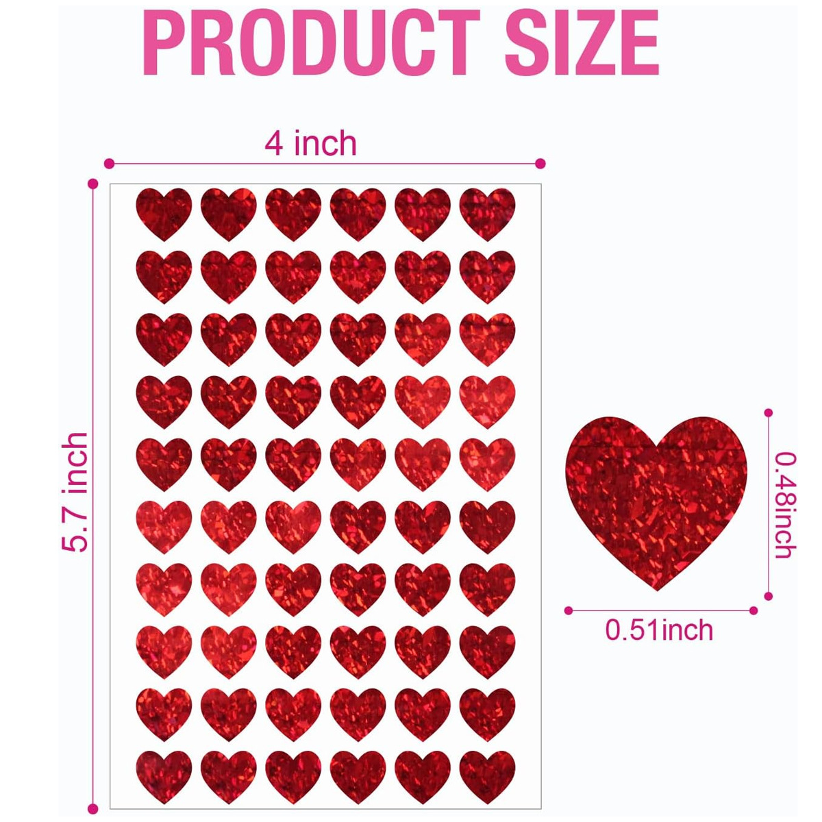 600 Pcs Red Heart Stickers, Sm - Glitter Vinyl Roll ulasan dan harga