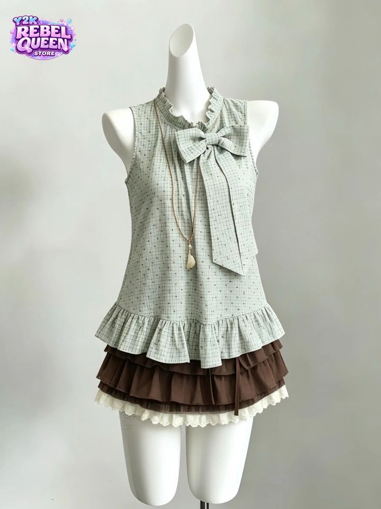 Japanese Vintage sweeti 2-Piec - Elastic Lace Trim ulasan dan harga