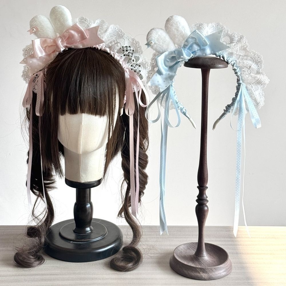 New Polka Dot Bow Bunny Ear He - Lace Ribbon Trim ulasan dan harga