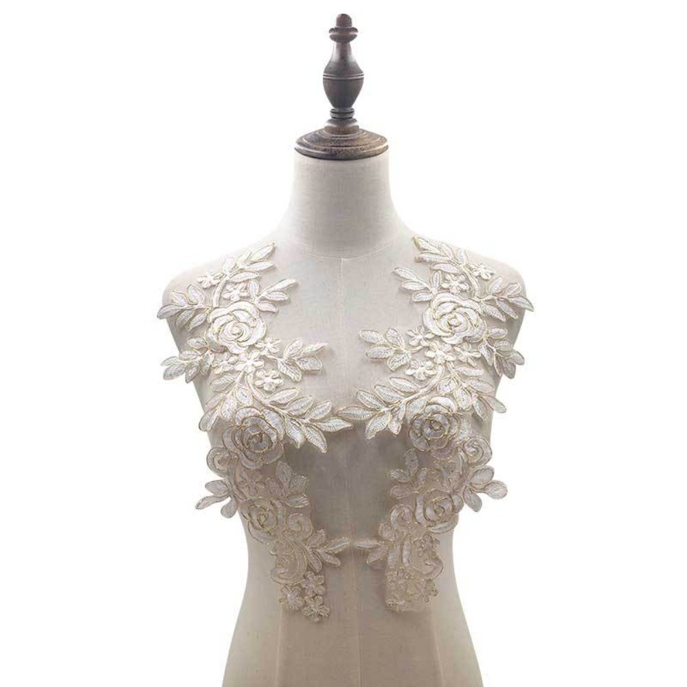 1Pair Polyester Fiber Embroide - Applique Patch Flower ulasan dan harga