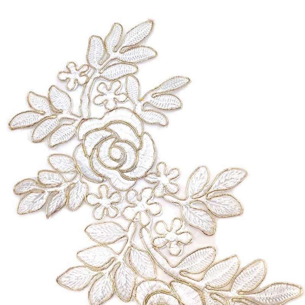 1Pair Polyester Fiber Embroide - Applique Patch Flower ulasan dan harga