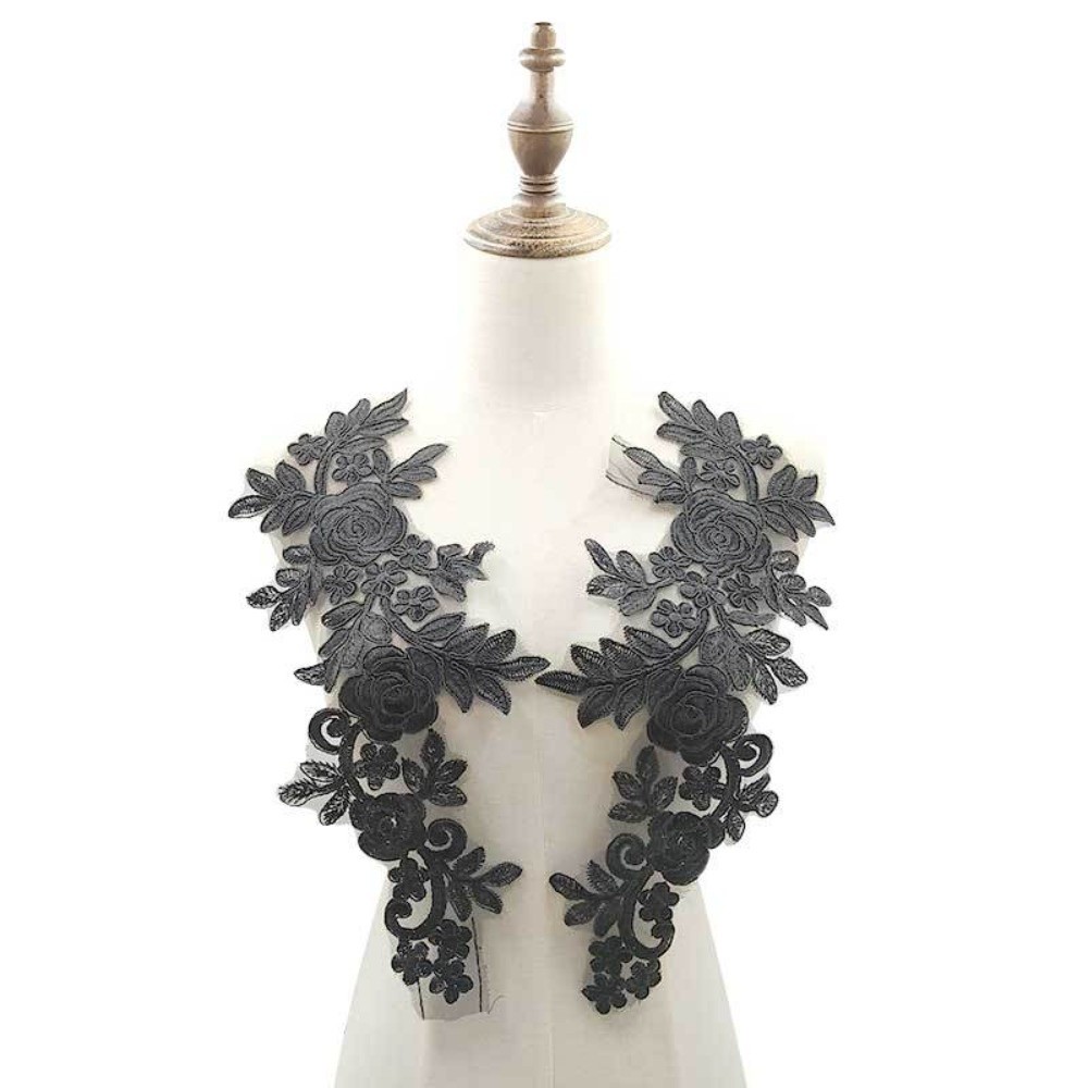 1Pair Polyester Fiber Embroide - Applique Patch Flower ulasan dan harga