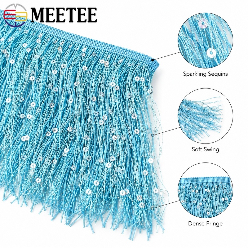 2/5/10M 20cm Sequin Fringe Tas - Fringe Ribbon Sewing ulasan dan harga