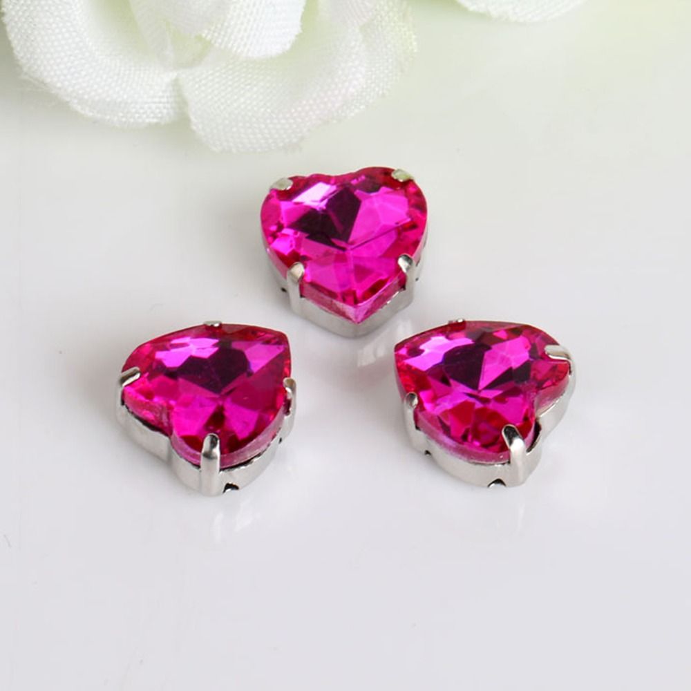 50Pcs/Pack Heart Shape Glitter - Sew On Rhinestone ulasan dan harga