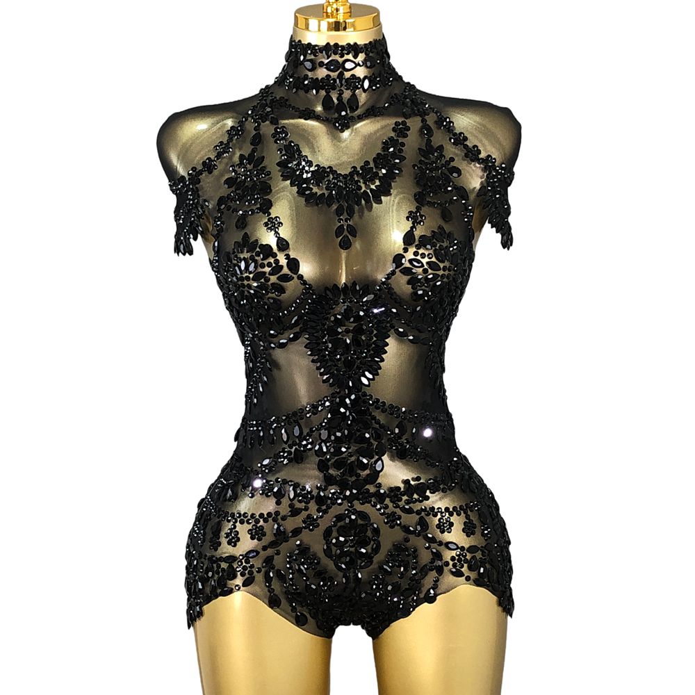Sparkly Rhinestones Bodysuit W - Rhinestone Banding Trim ulasan dan harga