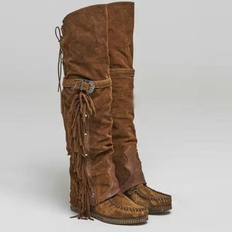 2026 New Womens Over The Knee  - Tassel Fringe Trim ulasan dan harga